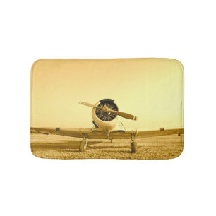 Golden Yellow Antique Aeroplane Bath Mat
