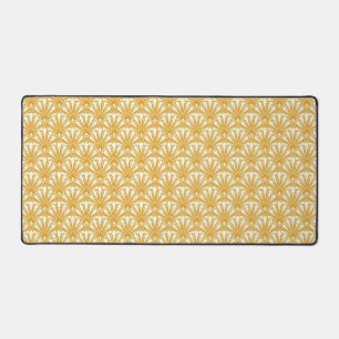 Golden Yellow Art Deco Pattern Desk Mat