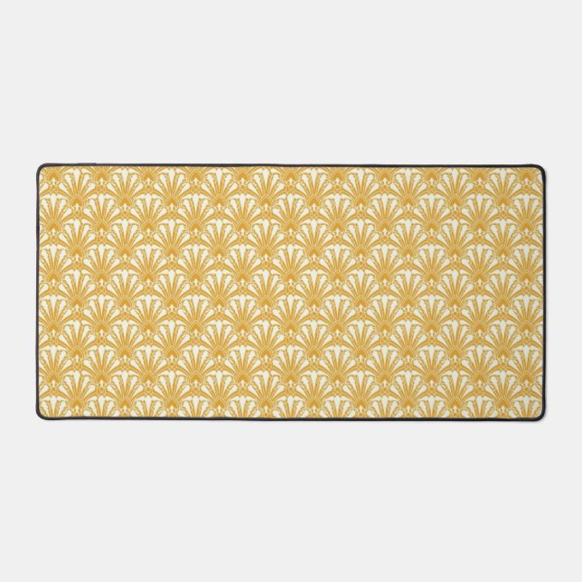 Golden Yellow Art Deco Pattern Desk Mat (Front)