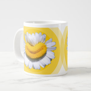 Golden Yellow Aura Chamomile Smiles 70s Vibe Large Coffee Mug