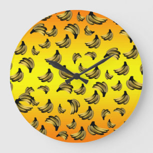 Golden Yellow Bananas, Large Clock