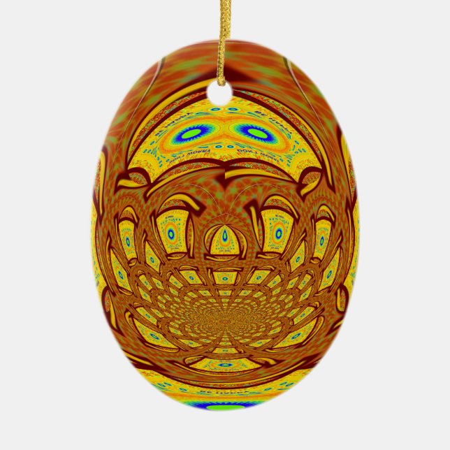 Golden Yellow Baseball Glove Art Print Ceramic Tree Decoration (Front)