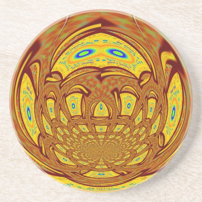 Golden Yellow Baseball Glove Art Print Coaster (Front)