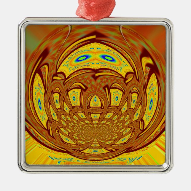 Golden Yellow Baseball Glove Art Print Metal Tree Decoration (Front)