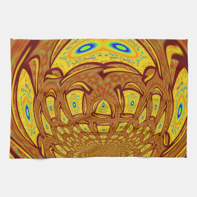 Golden Yellow Baseball Glove Art Print Tea Towel (Horizontal)