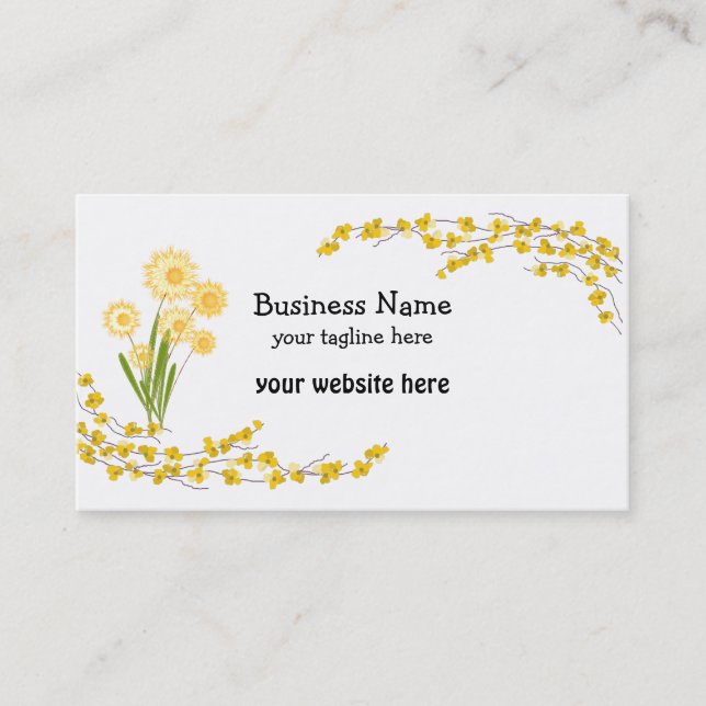 Golden Yellow Blossoms and Flowers Business Card (Front)