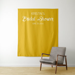 Golden Yellow Bridal Shower Photo Backdrop Tapestry