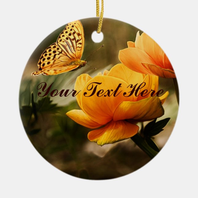 Golden Yellow Butterfly Ceramic Tree Decoration (Front)