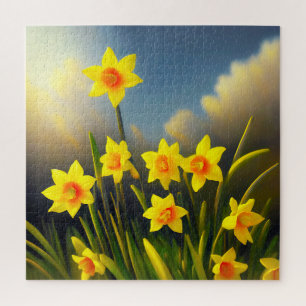 Golden Yellow Daffodil Temptations, Jigsaw Puzzle