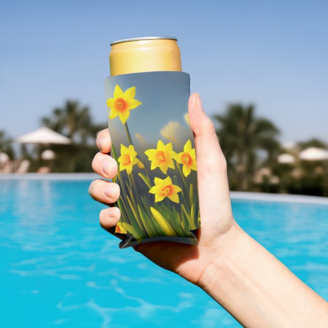 Golden Yellow Daffodil Temptations,  Seltzer Can Cooler (In Situ Pool)