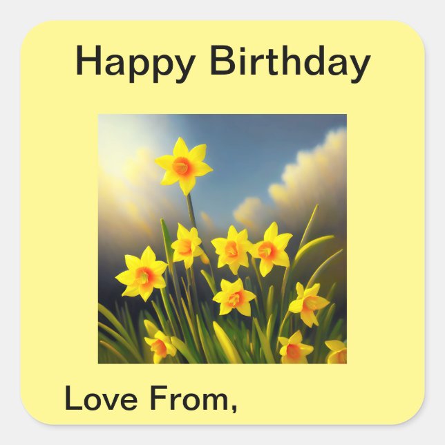 Golden Yellow Daffodil Temptations,  Square Sticker (Front)