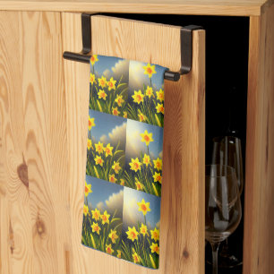 Golden Yellow Daffodil Temptations, Tea Towel