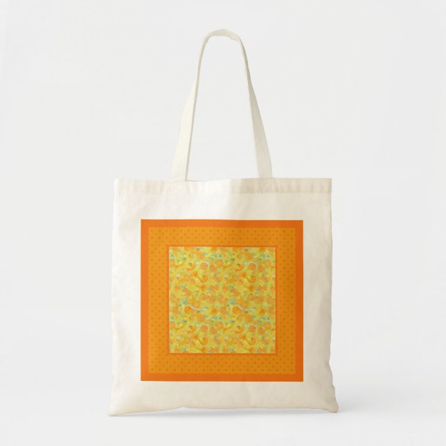 Golden Yellow Daffodils and Polka Dots Tote Bag (Front)