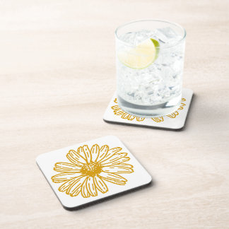 Golden Yellow Daisies Print, Daisy Floral Pattern Coaster