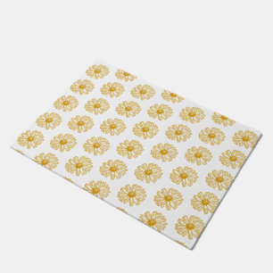 Golden Yellow Daisies Print, Daisy Floral Pattern Doormat
