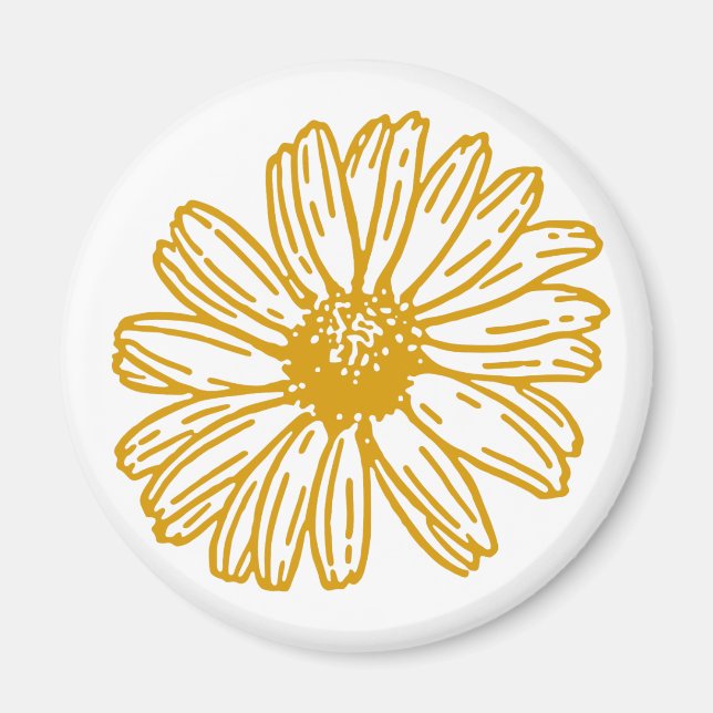 Golden Yellow Daisies Print, Daisy Floral Pattern Magnet (Front)