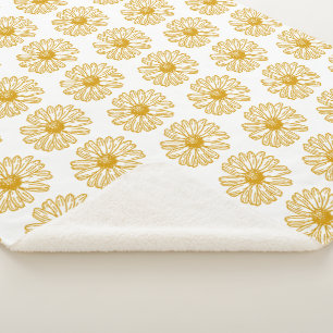 Golden Yellow Daisies Print, Daisy Floral Pattern Sherpa Blanket