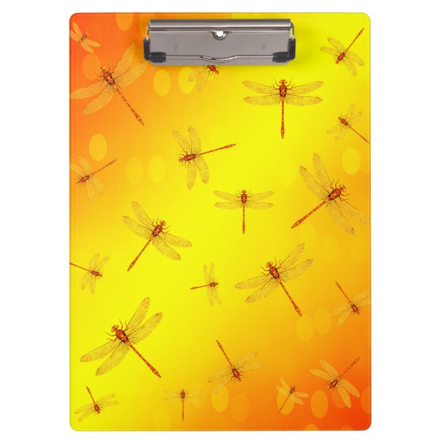 Golden Yellow Dragonflies Flying, Clipboard (Front)
