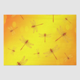 Golden Yellow Dragonflies Flying, Tissue Paper