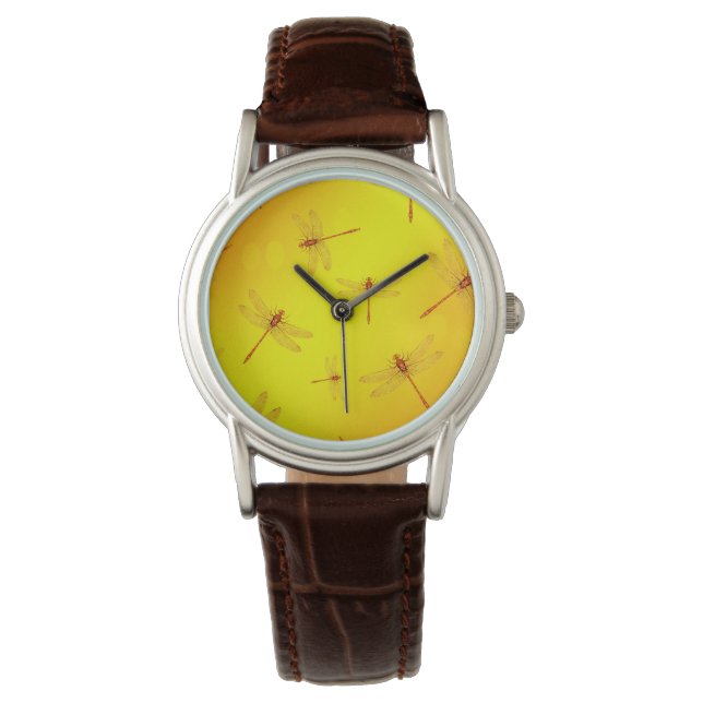 Golden Yellow Dragonfly Pattern,  Watch (Front)