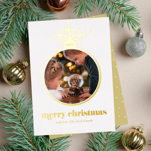 Golden Yellow Festive Photo In Christmas Ornament 