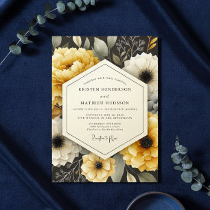 Golden Yellow Floral Autumn Wedding Invitation