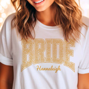 Golden Yellow Floral BRIDE Wedding Bridal Shower T-Shirt