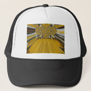 Golden Yellow Flower Pattern Design Art Trucker Hat