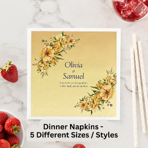 Golden Yellow Flowers   Napkin