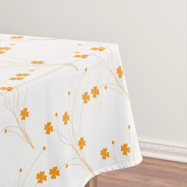 Golden Yellow Flowers, Small Floral Print Tablecloth (In Situ)