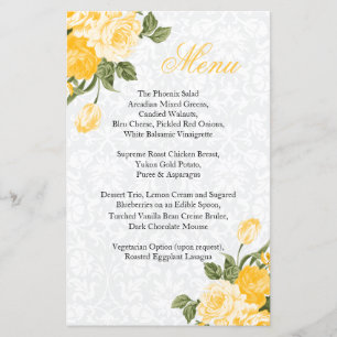 Golden Yellow Flowers Wedding - Menu