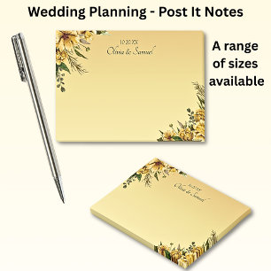 Golden Yellow Flowers Wedding Suite  Post-it Notes