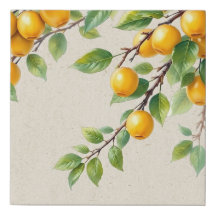 Golden Yellow Fruit Branches Asian Botanical Paint