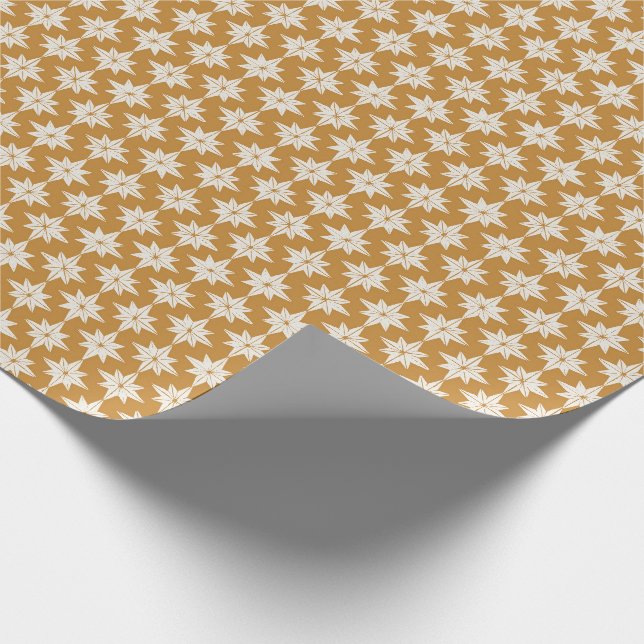 Golden yellow Geometric Stars Minimal Christmas Wr Wrapping Paper (Corner)