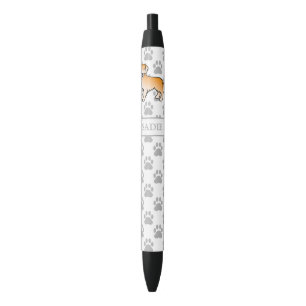 Golden Yellow Golden Retriever Dog & Custom Name Black Ink Pen