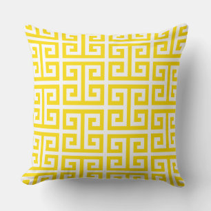 Golden Yellow Greek Key Pattern Cushion