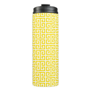 Golden Yellow Greek Key Pattern Thermal Tumbler