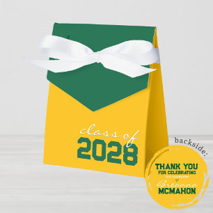Golden Yellow & Green Graduation Favour Boxes
