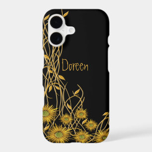 Golden Yellow Grunge Flower & Vine