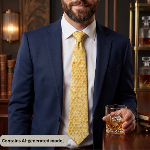 Golden Yellow Honeycomb Pattern Tie