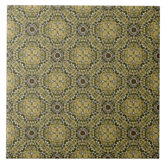 Golden Yellow Knit Medallion Pattern Tile (Front)