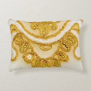 Golden yellow lace stripe. Background texture, sun Decorative Cushion