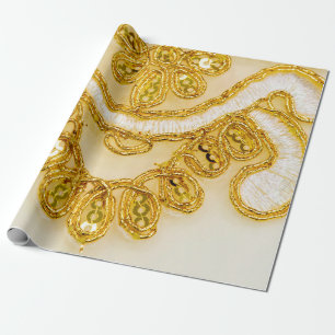 Golden yellow lace stripe. Background texture, sun Wrapping Paper