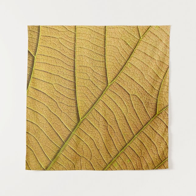 Golden yellow leaf pattern in the morning.  tapestry (Front)