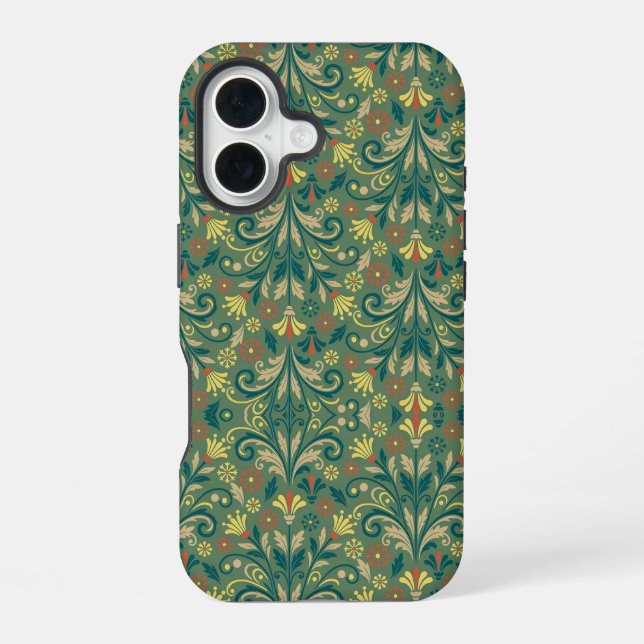 Golden Yellow Leafy Vine Pattern  Case-Mate iPhone 16 Case (Back)