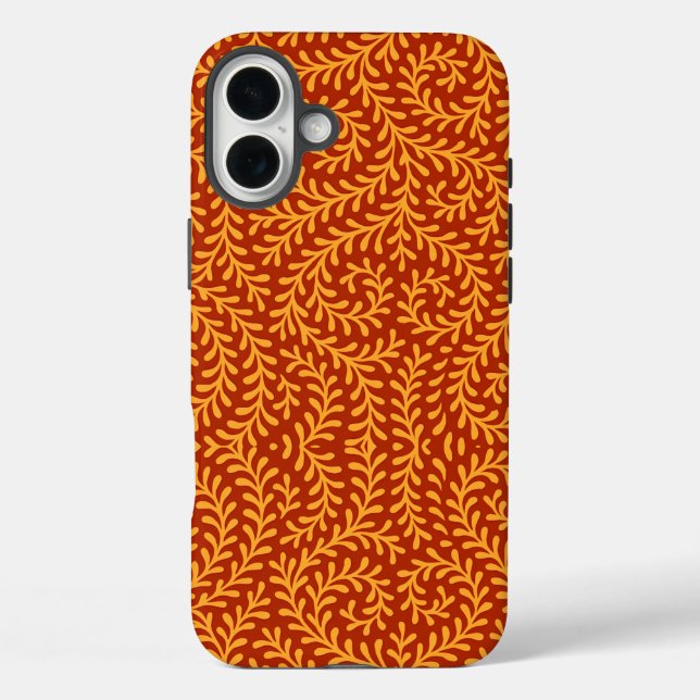 Golden Yellow Leafy Vine Pattern  Case-Mate iPhone Case (Back)
