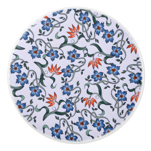 Golden Yellow Leafy Vine Pattern Ceramic Knob