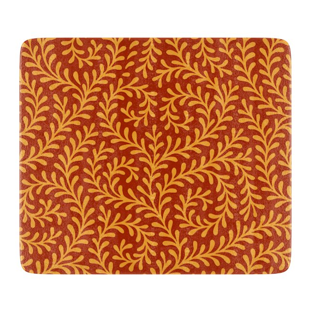 Golden Yellow Leafy Vine Pattern  Cutting Board (Front)