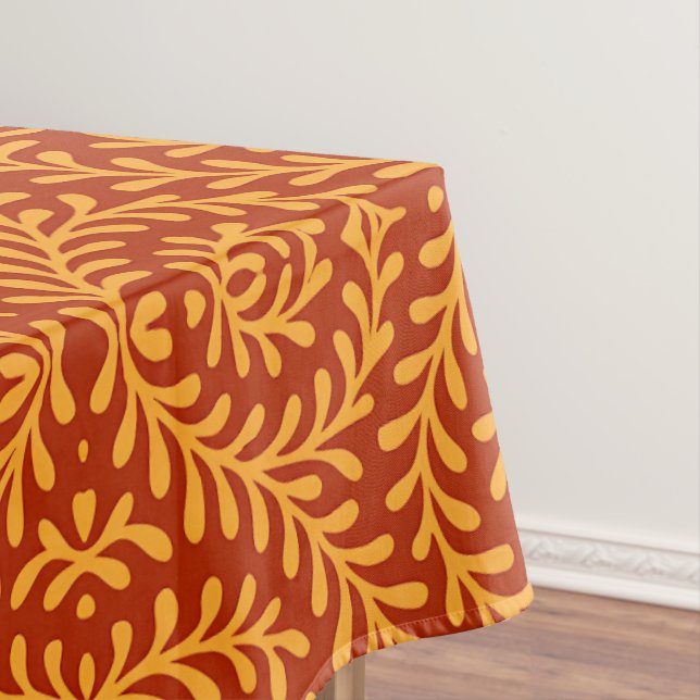 Golden Yellow Leafy Vine Pattern  Tablecloth (In Situ)