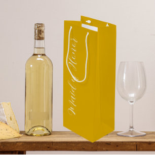 Golden Yellow Maid of Honour Stylised Script Wine Gift Bag